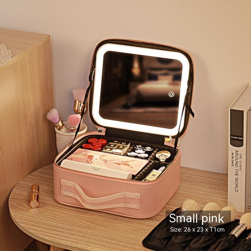 Makeup Organizer Bag with Light-Up Mirror – Travel-Ready Beauty Station with Adjustable Dividers & LED Lighting