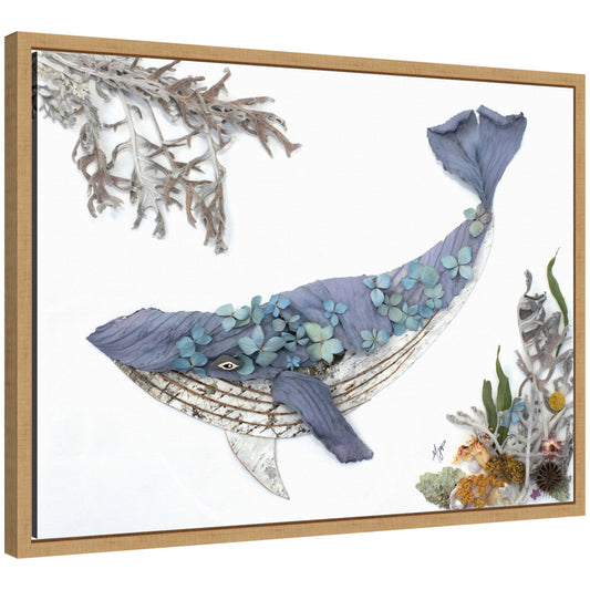 Whale framed canvas wall art, coastal decor