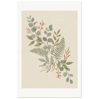Sage Botanica Boho Botanical Print - 20x25 cm / 8x10″ / Museum-Quality Matte Paper Wooden Framed Poster - Black frame - Sparkycare