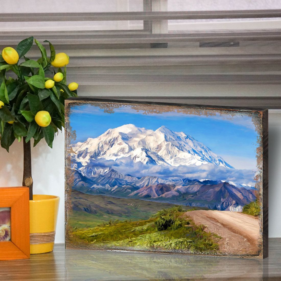 Mountain View Wooden Wall Art - Layered Birch Landscape