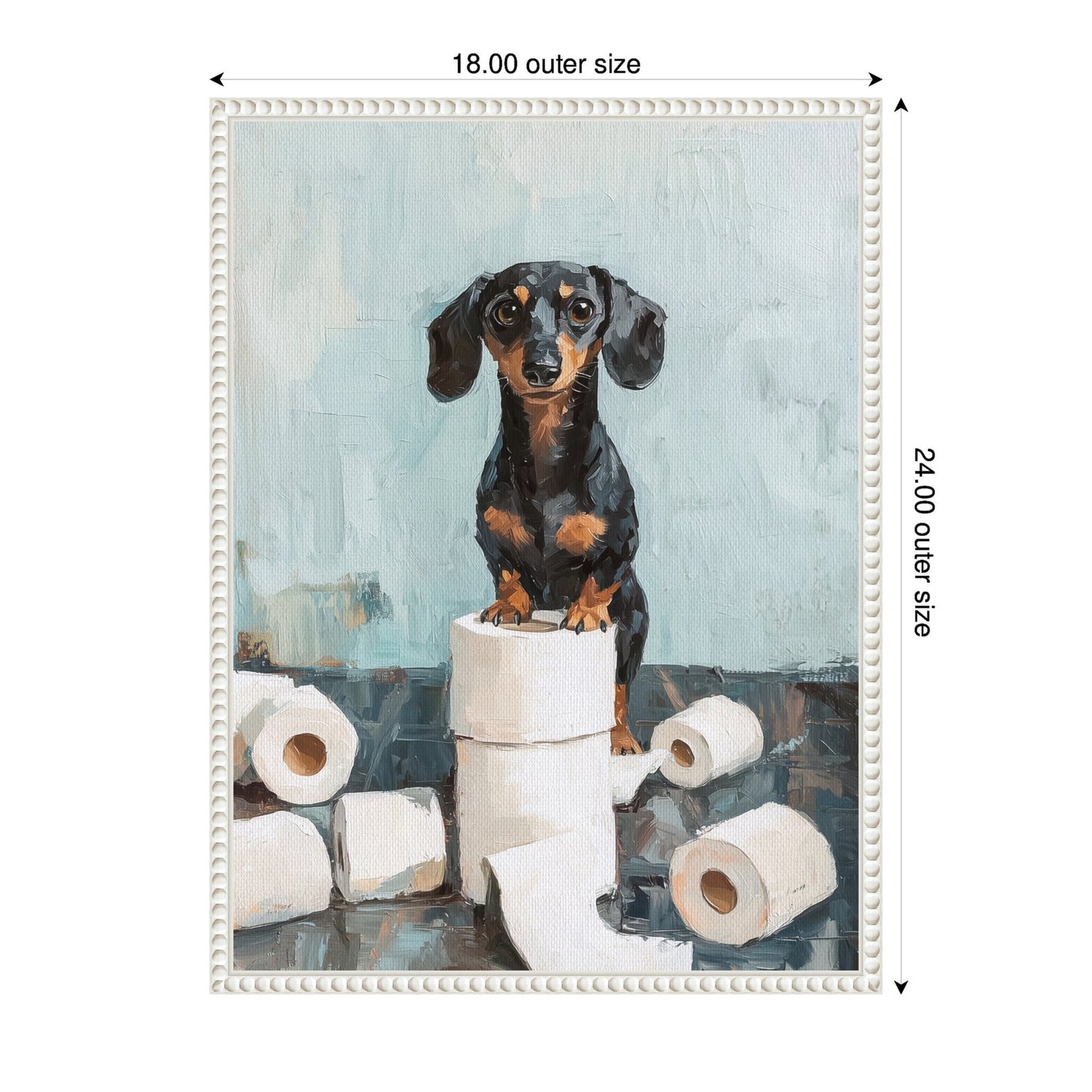 Dachshund Bathroom Framed Canvas Wall Art