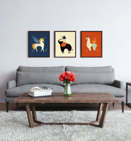 Modern Elephant Framed Canvas Wall Art
