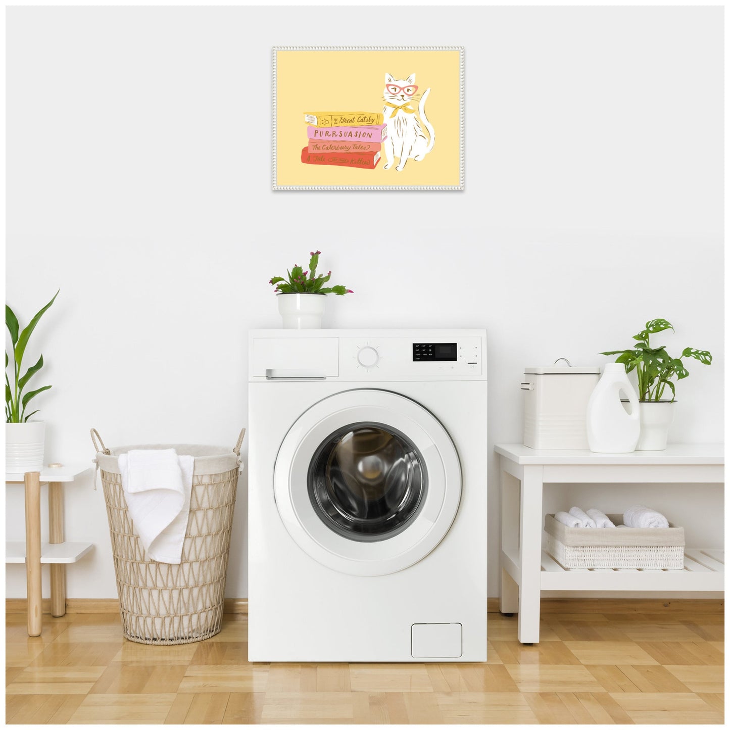 Book Lover Cat Framed Canvas Wall Art