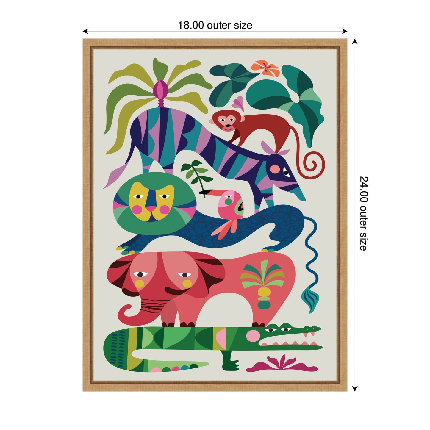Safari Animals Framed Canvas Wall Art