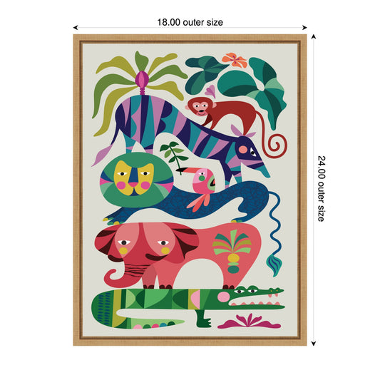 Safari Animals Framed Canvas Wall Art