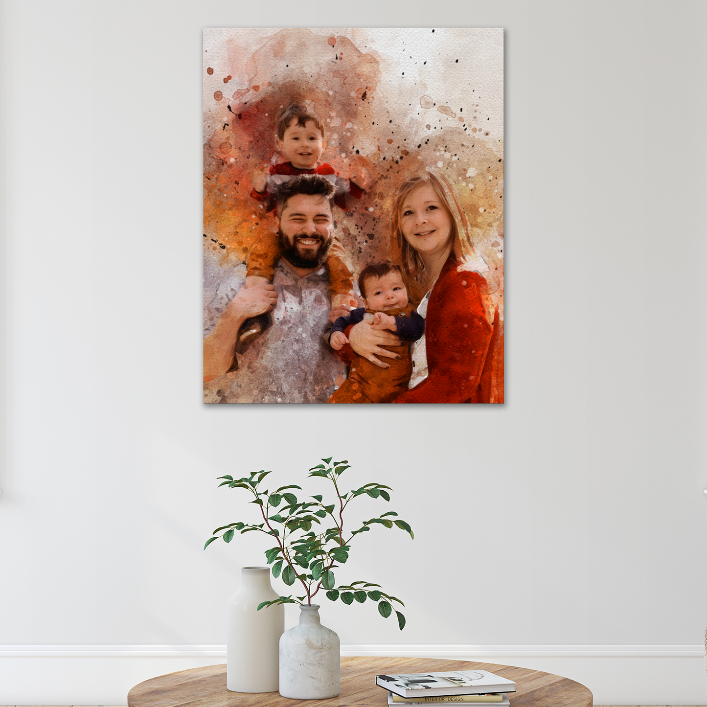 Family Watercolor Portrait Canvas Sign