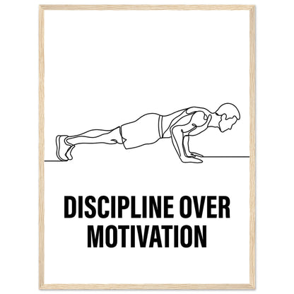 Discipline Over Motivation Poster - Framed Minimalist Line Art - 45x60 cm / 18x24″ - Wood frame / Ready-to-hang - Sparkycare