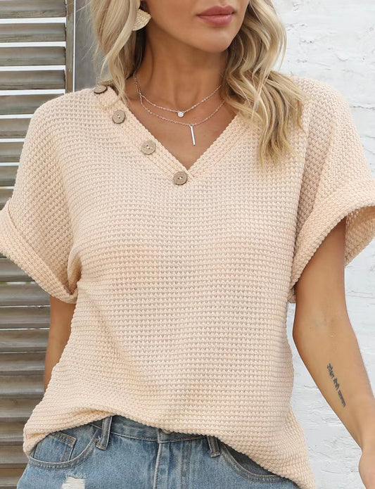 CozyWaffle Knit Top: Effortless Style Meets Everyday Comfort