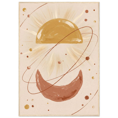 Golden Arc Celestial Boho Wall Art - 70x100 cm / 28x40″ / Museum-Quality Matte Paper Wooden Framed Poster - Wood frame - Sparkycare