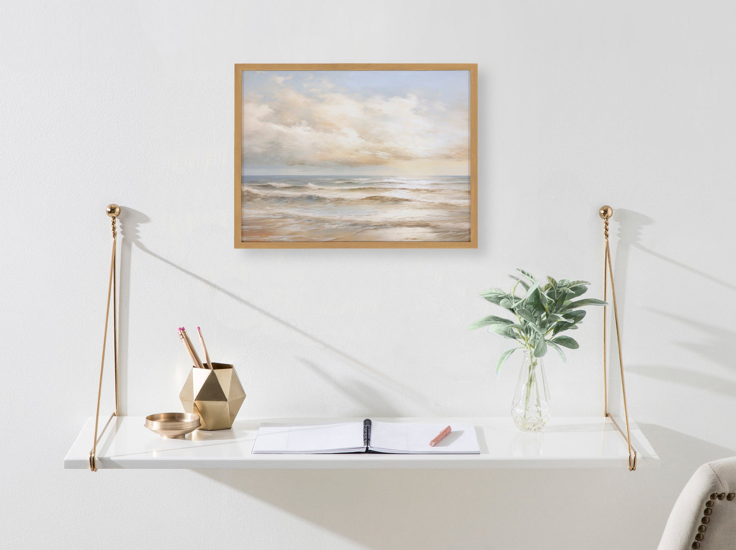 Beach Waves Sunset Coastal Framed Wall Art
