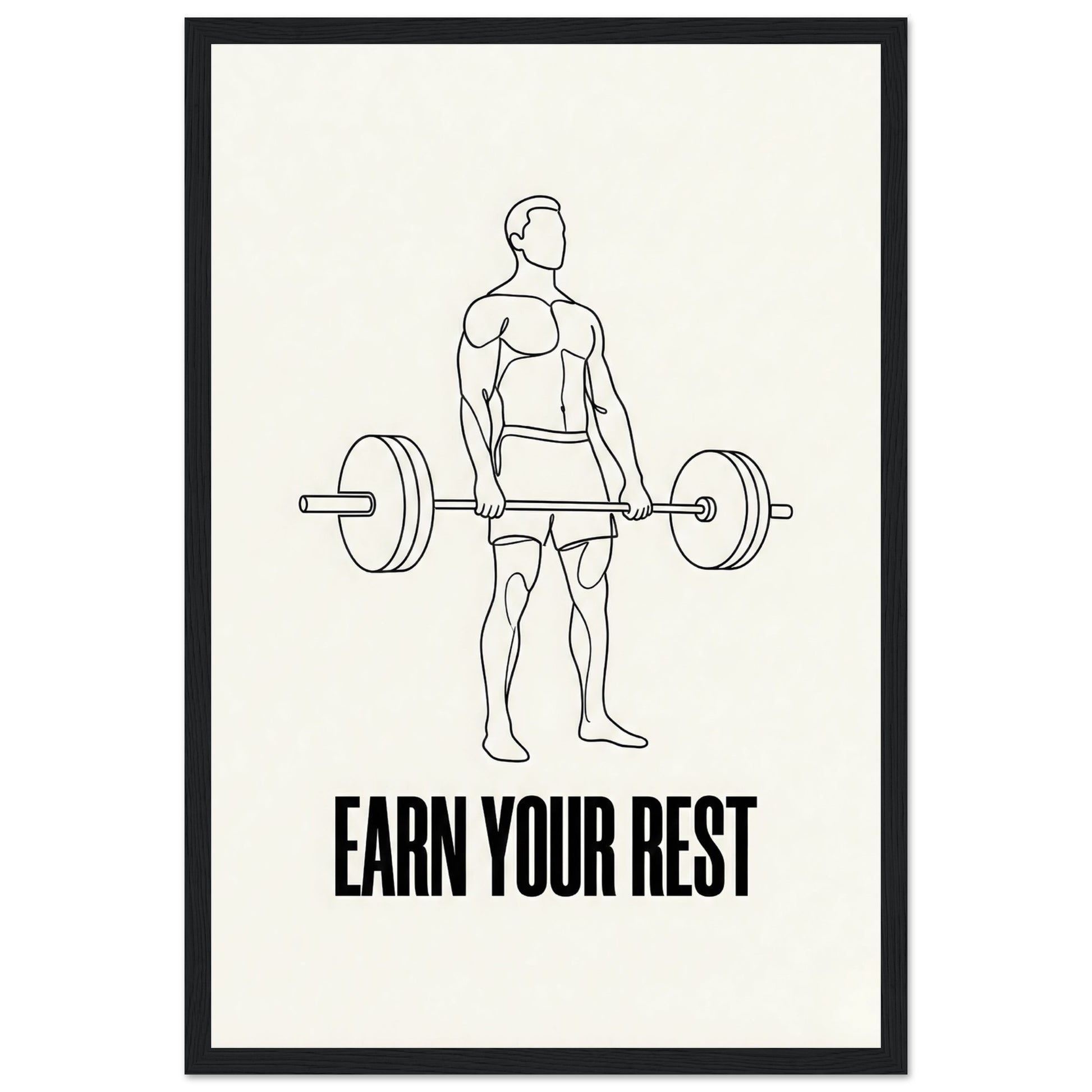 Earn Your Rest — Minimalist Deadlift Gym Poster - 13x18 cm / 5x7″ - White frame / Ready-to-hang - Sparkycare