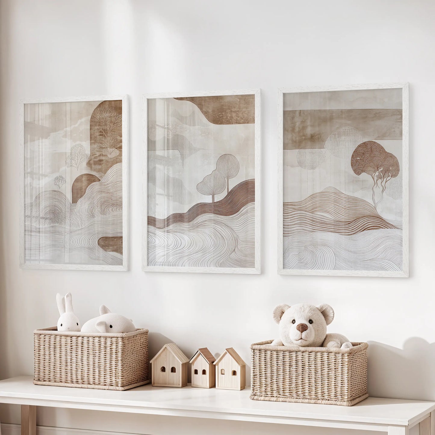 Wabi Sabi Earth Tone Landscape Wall Art Set of 3