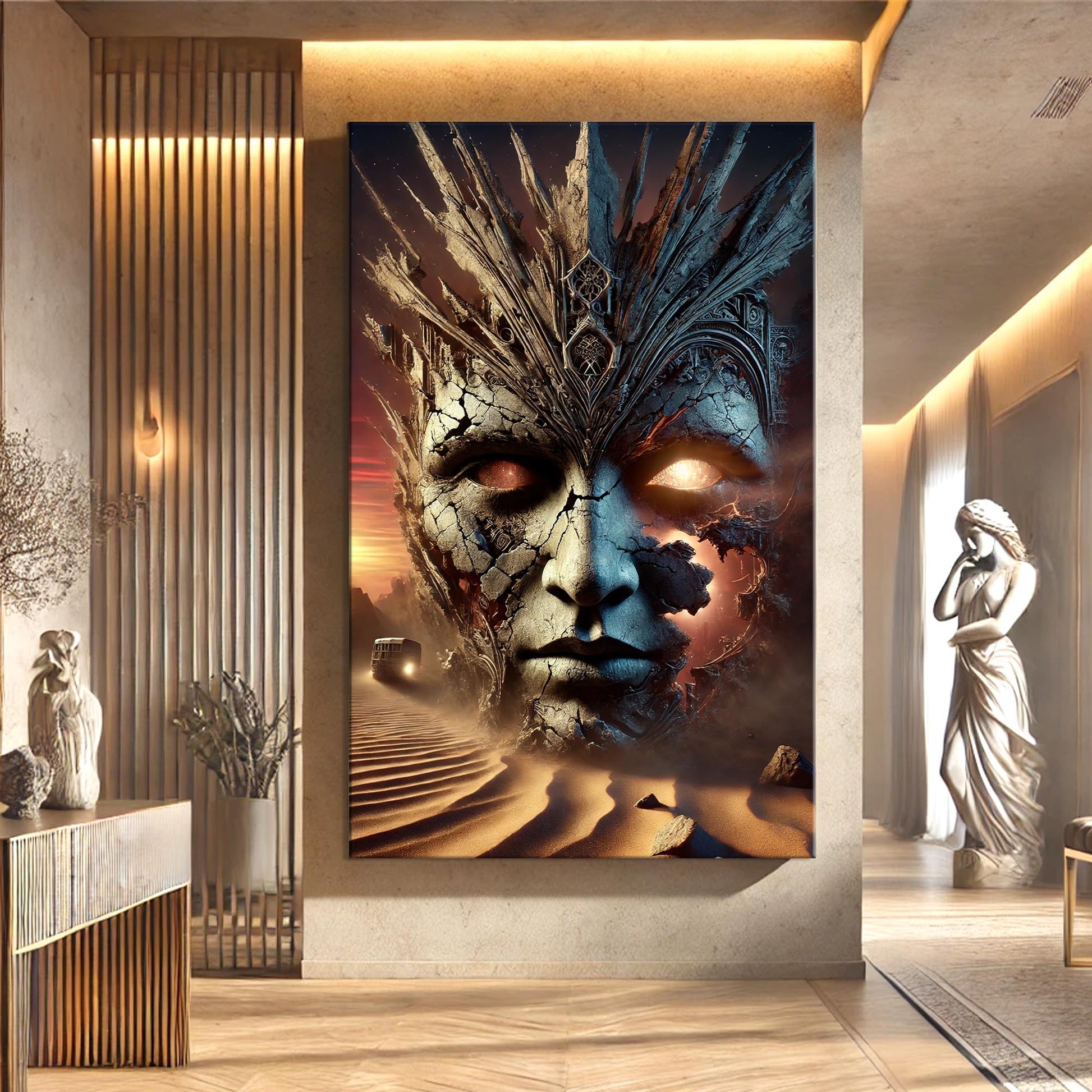 Eclipse space canvas wall art with dramatic glowing celestial imagery, cosmic decor