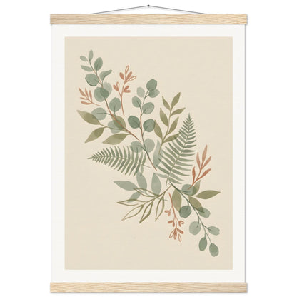 Sage Botanica Boho Botanical Print - A2 (42 x 59.4 cm) / Museum-Quality Matte Paper Poster with Hanger - Natural wood wall hanger - Sparkycare
