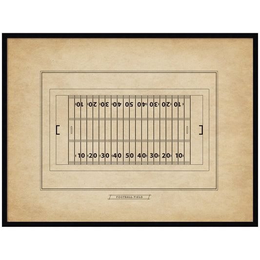 Vintage Sports Football Field Diagram Horizontal by The Creative Bunch Studio Framed Wall Art Print
