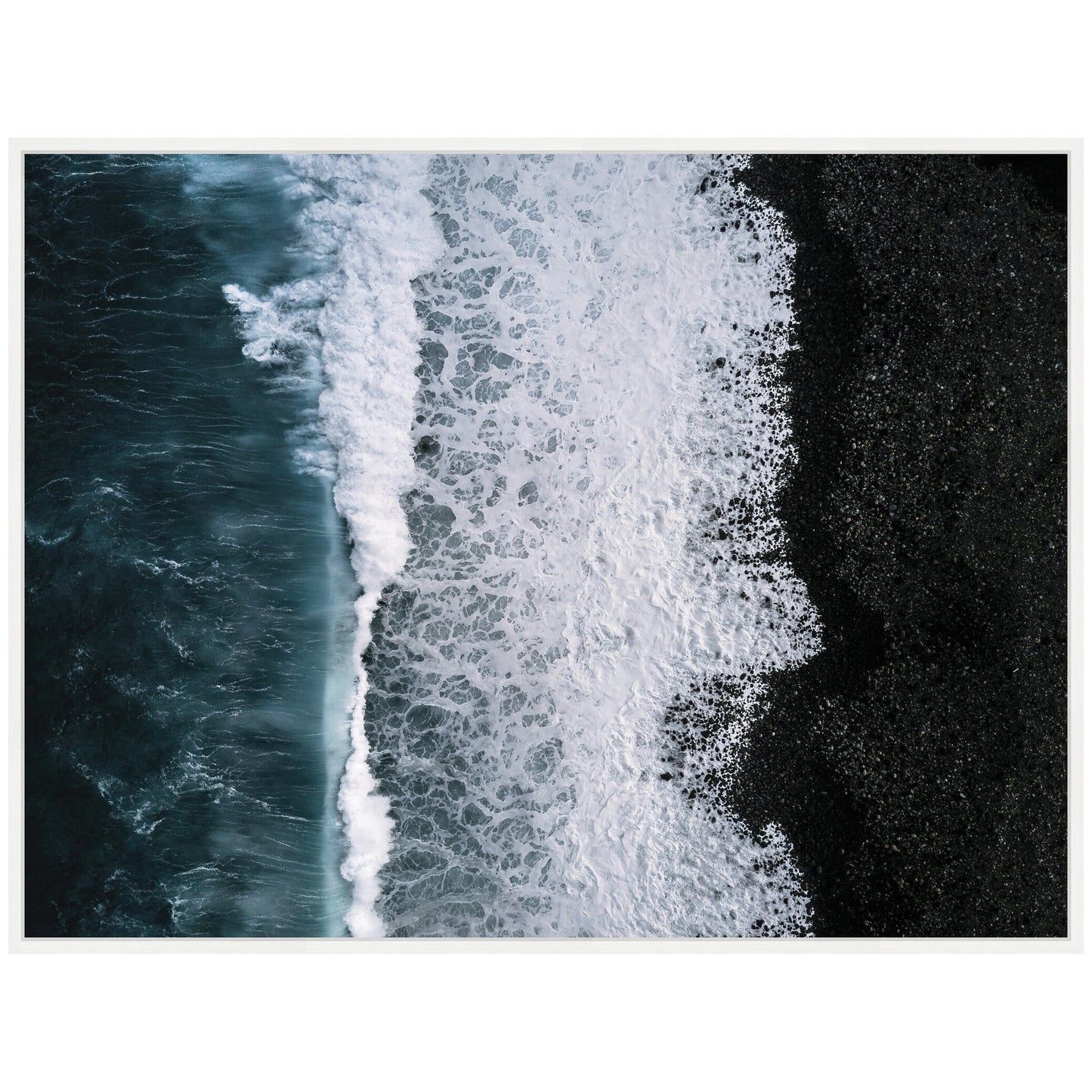 Ocean Waves Black Beach Iceland Framed Canvas