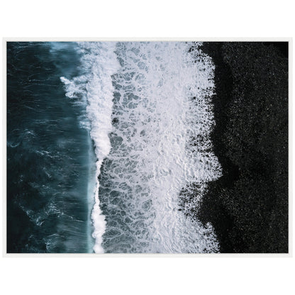 Ocean Waves Black Beach Iceland Framed Canvas