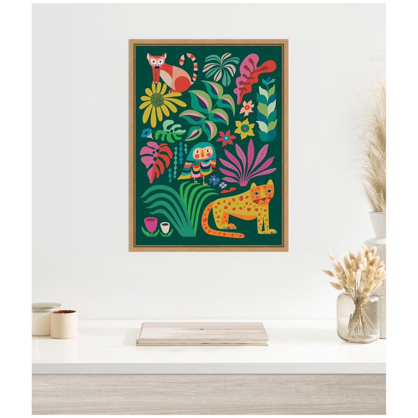 Jungle Animals Framed Canvas Wall Art, Safari Nursery Decor