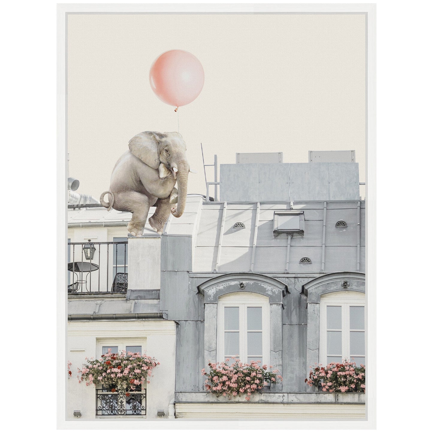 Elephant in Paris Framed Canvas Wall Art