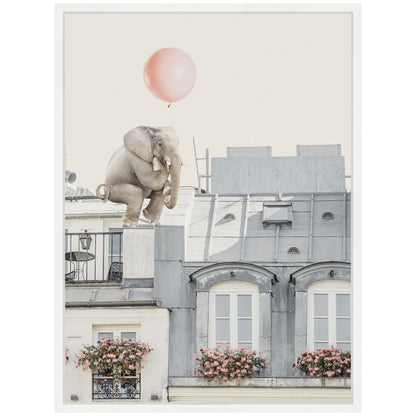 Elephant in Paris Framed Canvas Wall Art