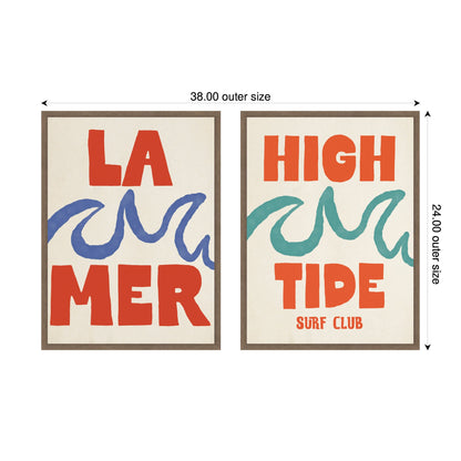 La Mer and High Tide Surf Club Framed Canvas Wall Art Set