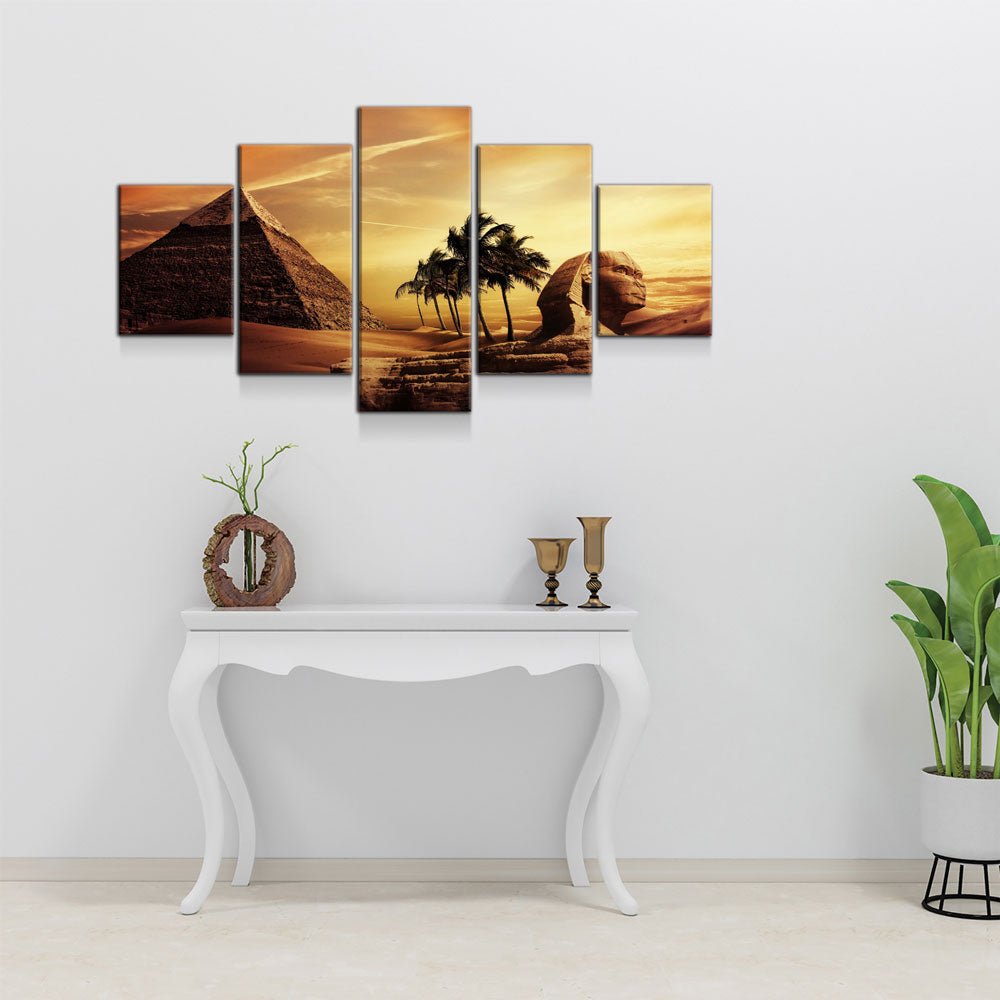 Great Sphinx Of Giza And Pyramids 5-Piece Canvas Wall Art
