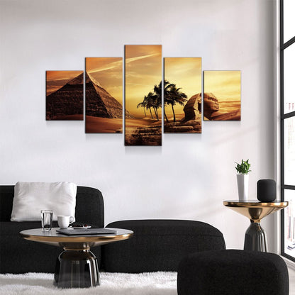 Great Sphinx Of Giza And Pyramids 5-Piece Canvas Wall Art
