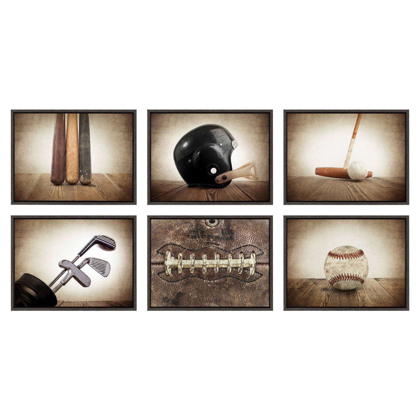 Vintage Golf Clubs Framed Canvas Wall Art