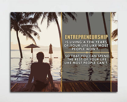 Entrepreneurship motivational hustle quote canvas wall art