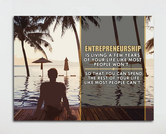 Entrepreneurship motivational hustle quote canvas wall art