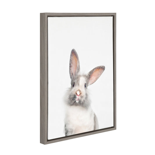 Rabbit Portrait Framed Canvas Wall Art, Nursery Decor