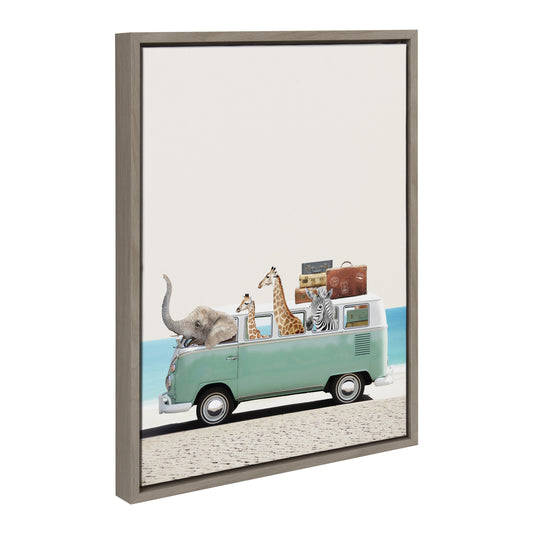 Whimsical zoo animals on a summer adventure, canvas wall art for kids