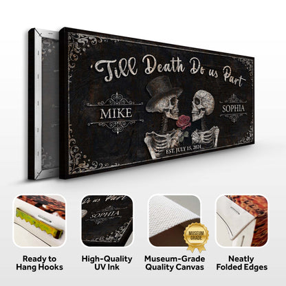 Till Death Do Us Part Skeleton Couple Canvas Sign