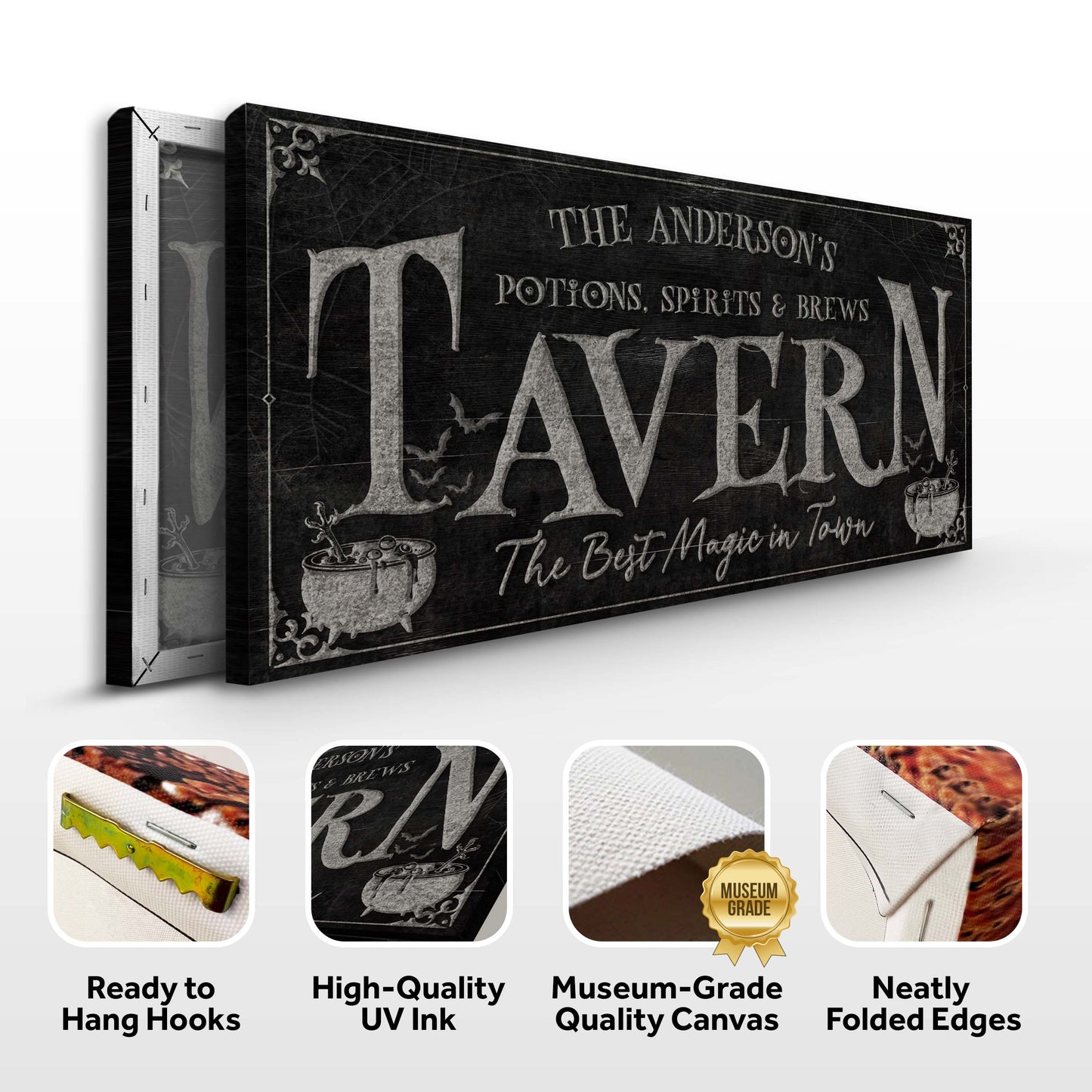 Potions Spirits and Brews Tavern Halloween Canvas Wall Art