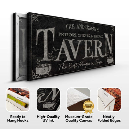 Potions Spirits and Brews Tavern Halloween Canvas Wall Art