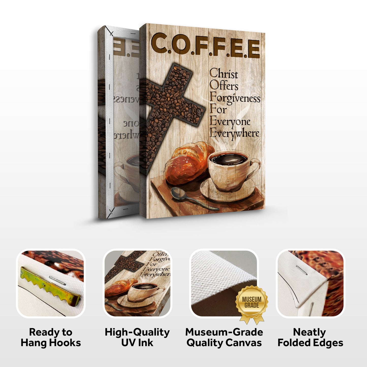 Christ and Coffee II Faith Sign Canvas Wall Art