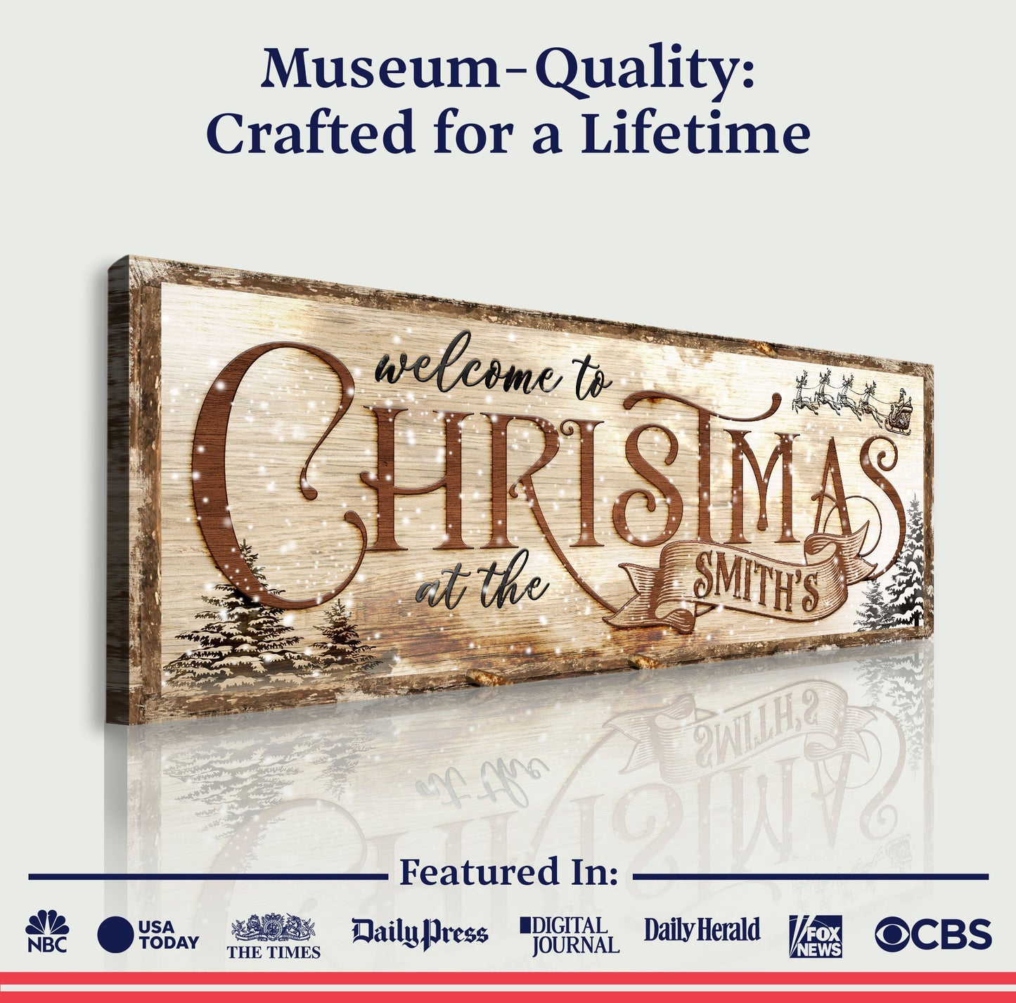Family Welcome To Christmas Sign Canvas Wall Art