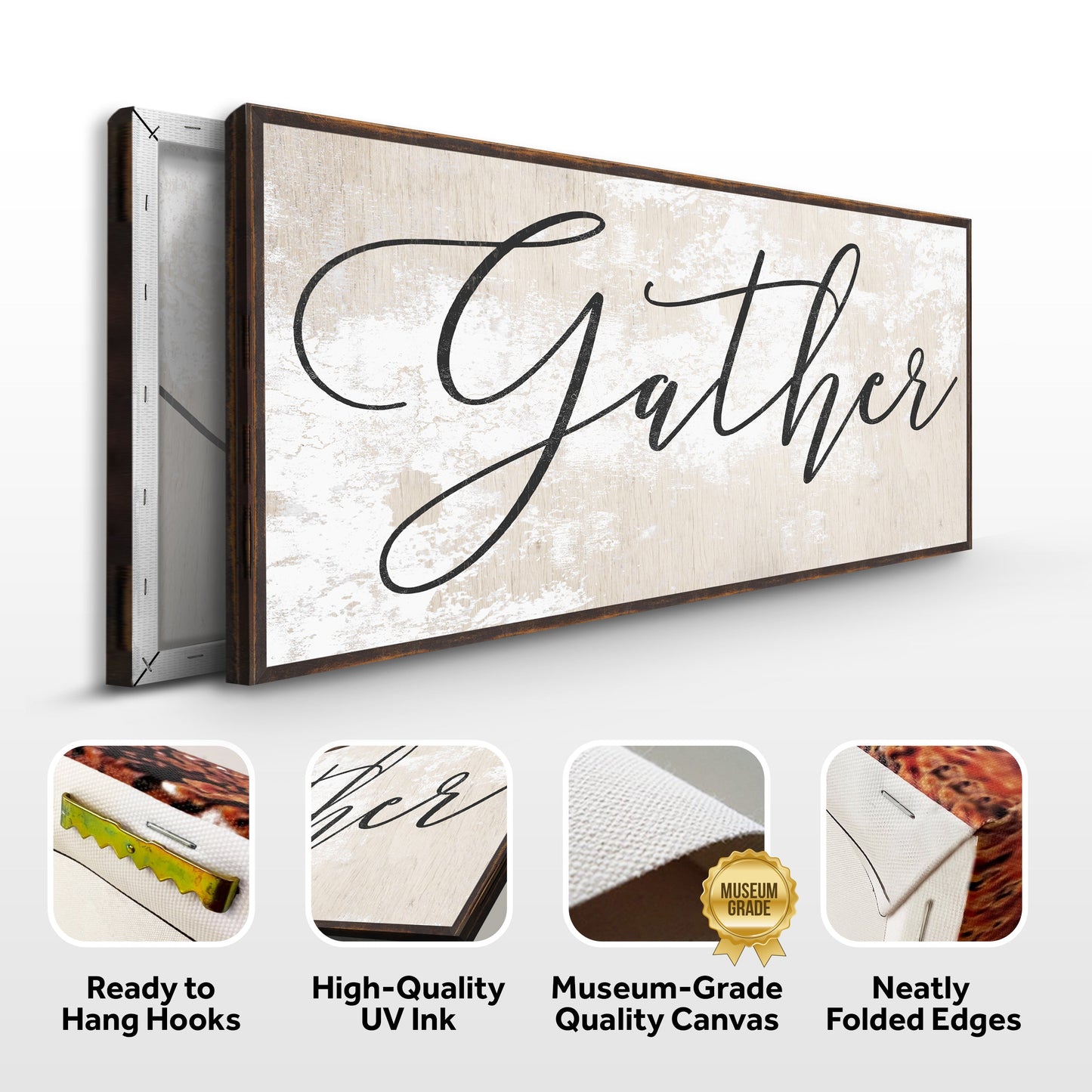 Gather Canvas Sign Wall Art - Neutral Tones