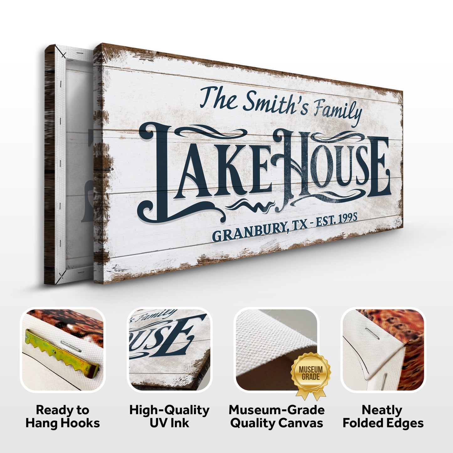 Lake House Wall Art Canvas Sign