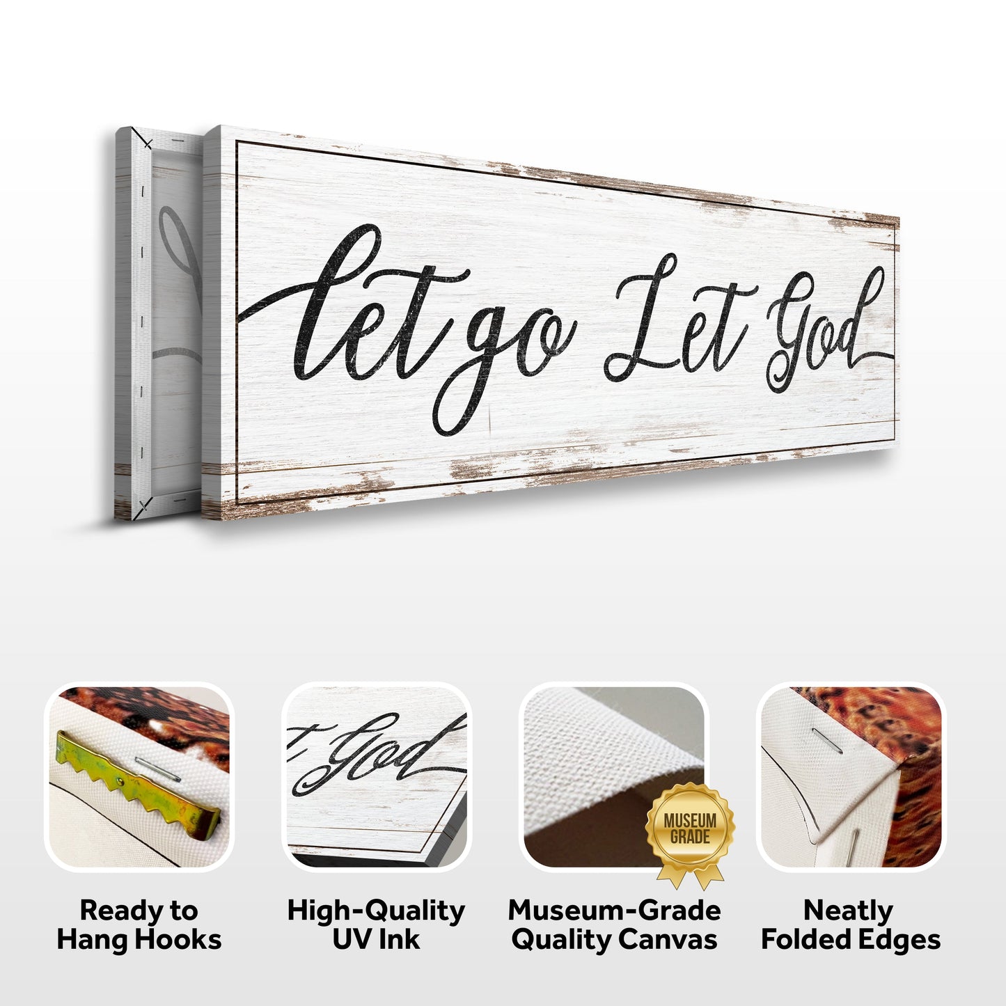 Let Go Let God Faith Canvas Sign