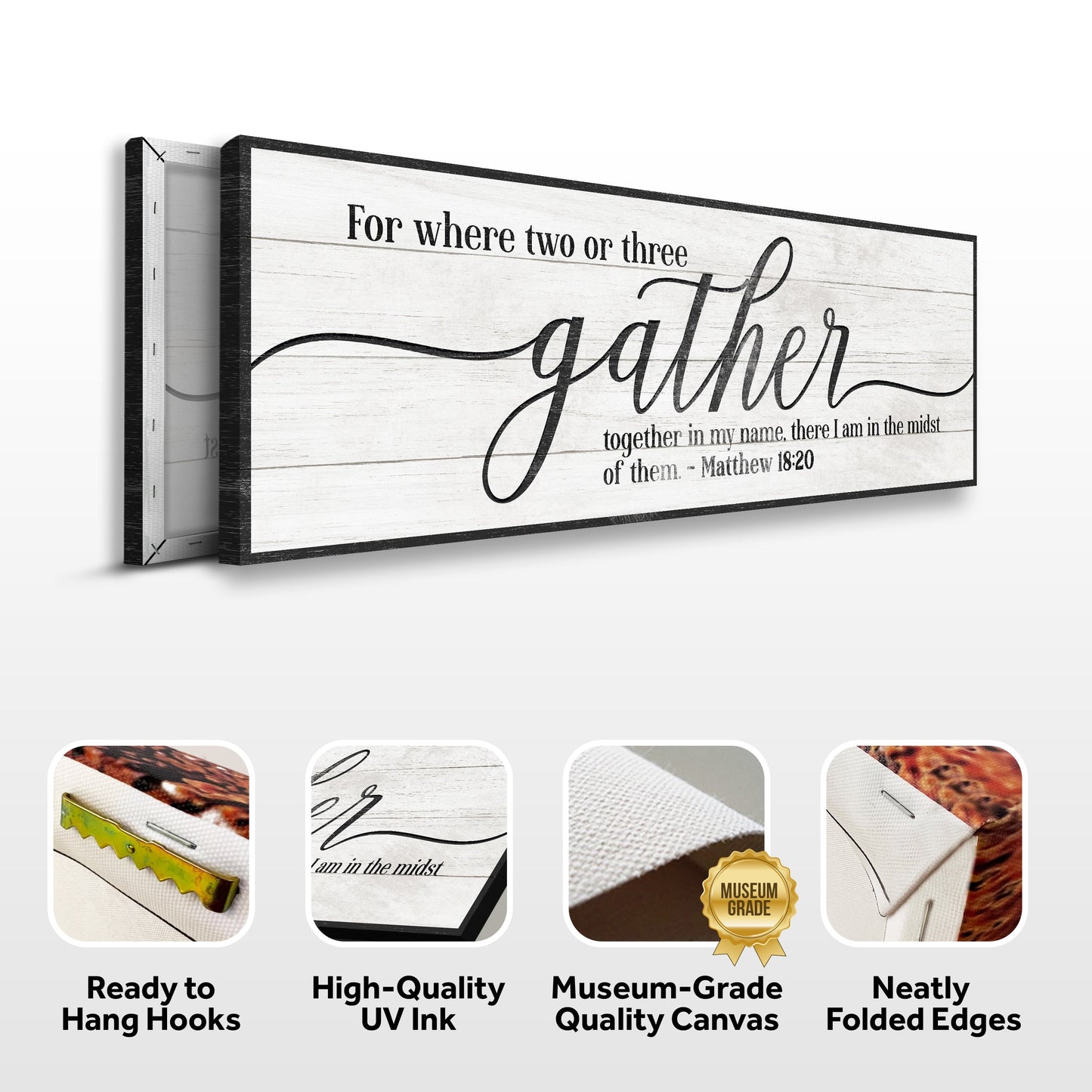 Gather Canvas Wall Art Sign - Vertical