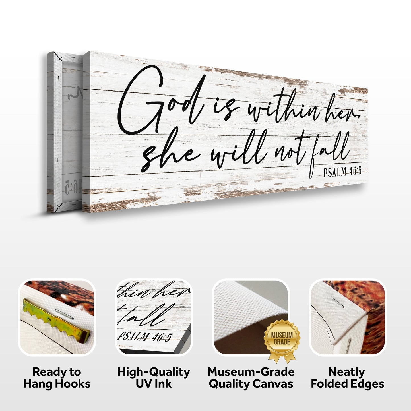 God Is Within Her She Will Not Fall - Psalm 46:5 Canvas Wall Art