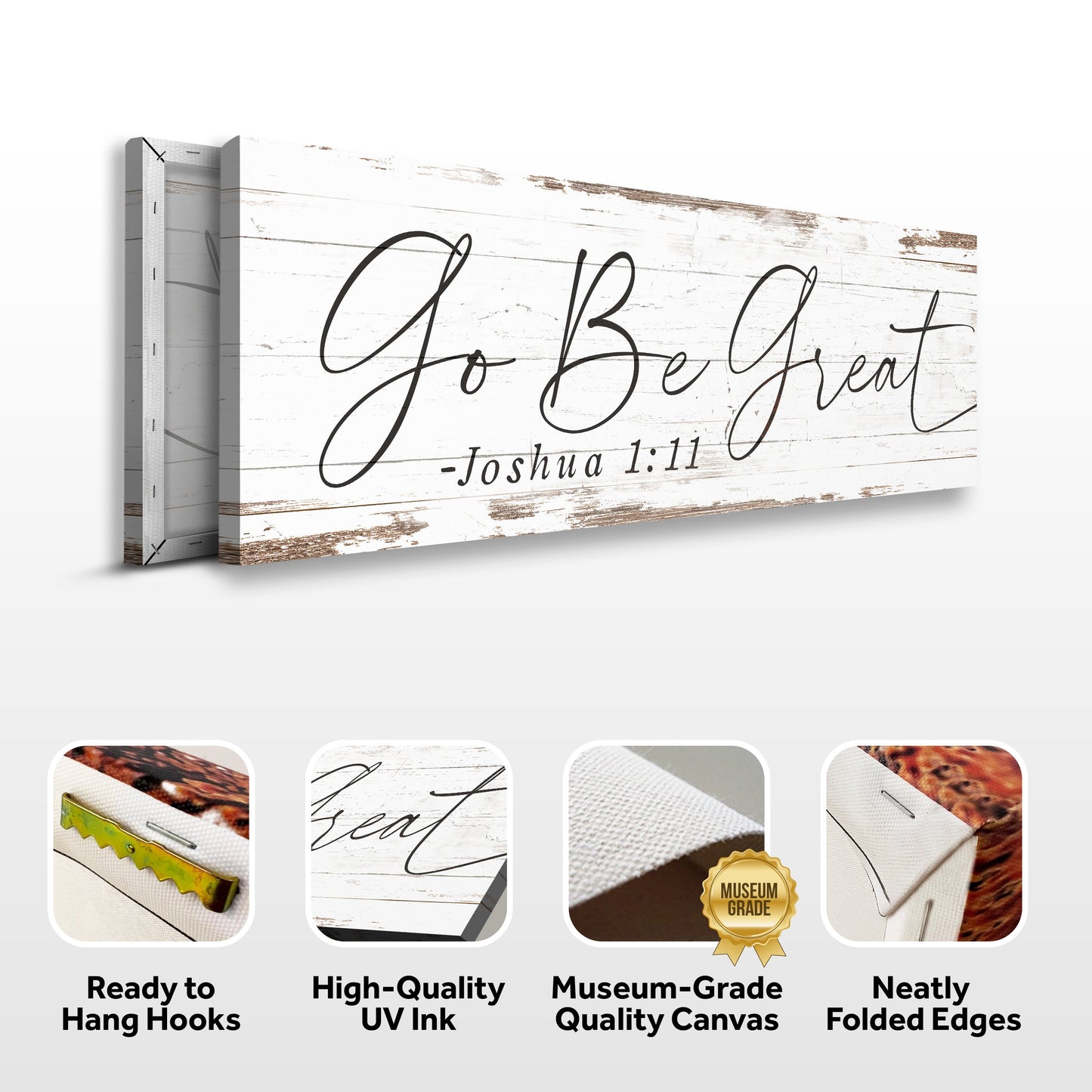 Go Be Great Joshua 1:9 Faith Canvas Sign - Style III