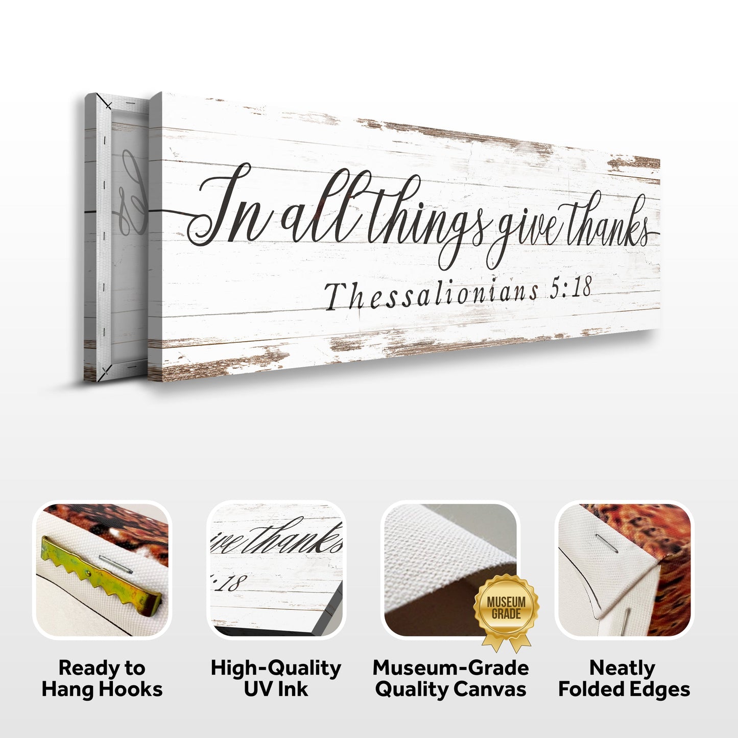 Give Thanks 1 Thessalonians 5:18 Faith Canvas Sign
