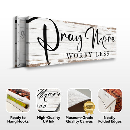 Pray More Worry Less Faith Canvas Wall Art III