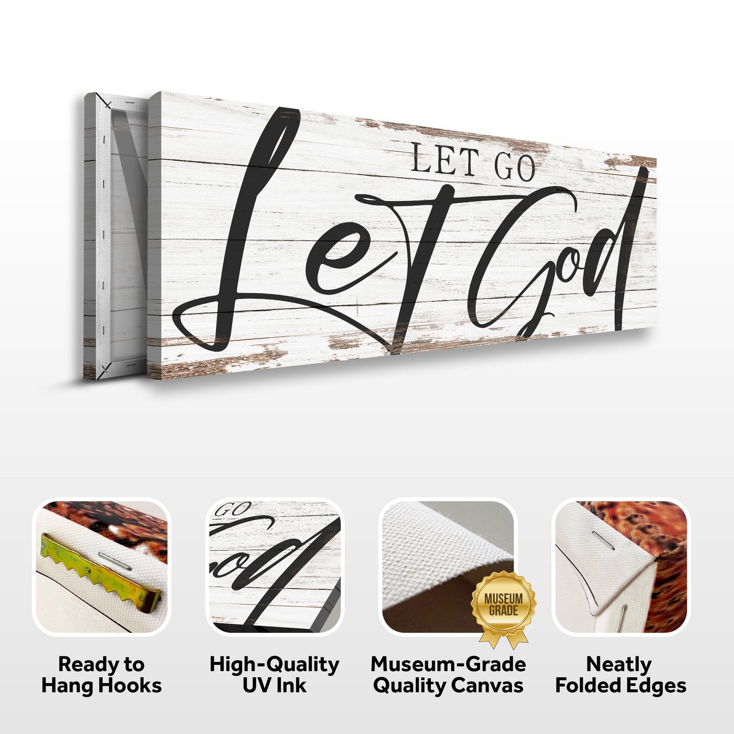 Let Go and Let God Christian Canvas Wall Art