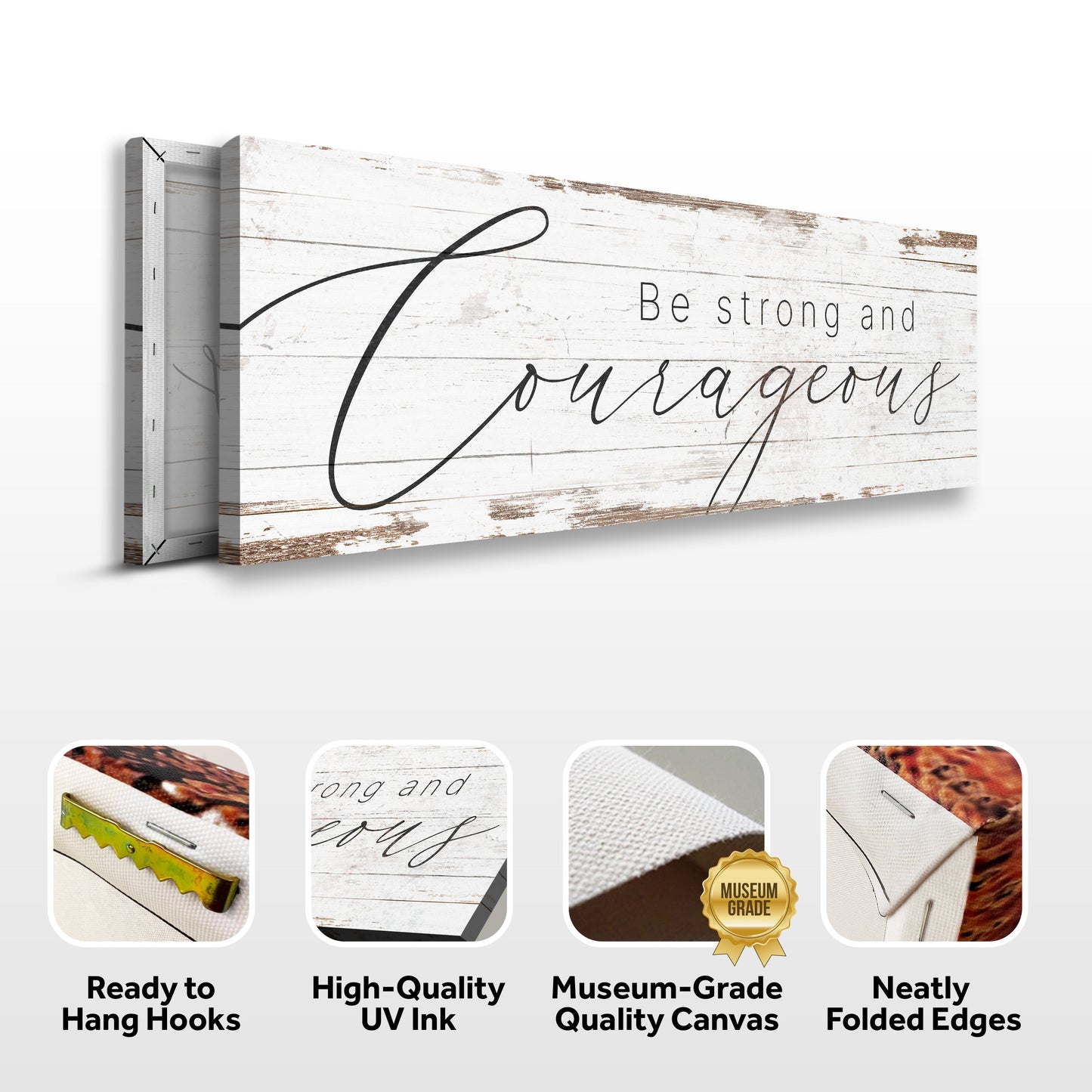 Be Strong And Courageous Faith Sign Canvas Wall Art