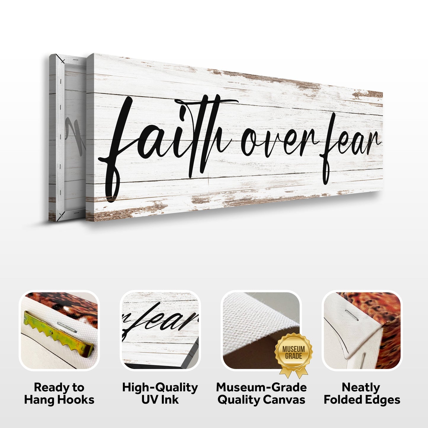 Faith Over Fear Canvas Wall Art Sign III
