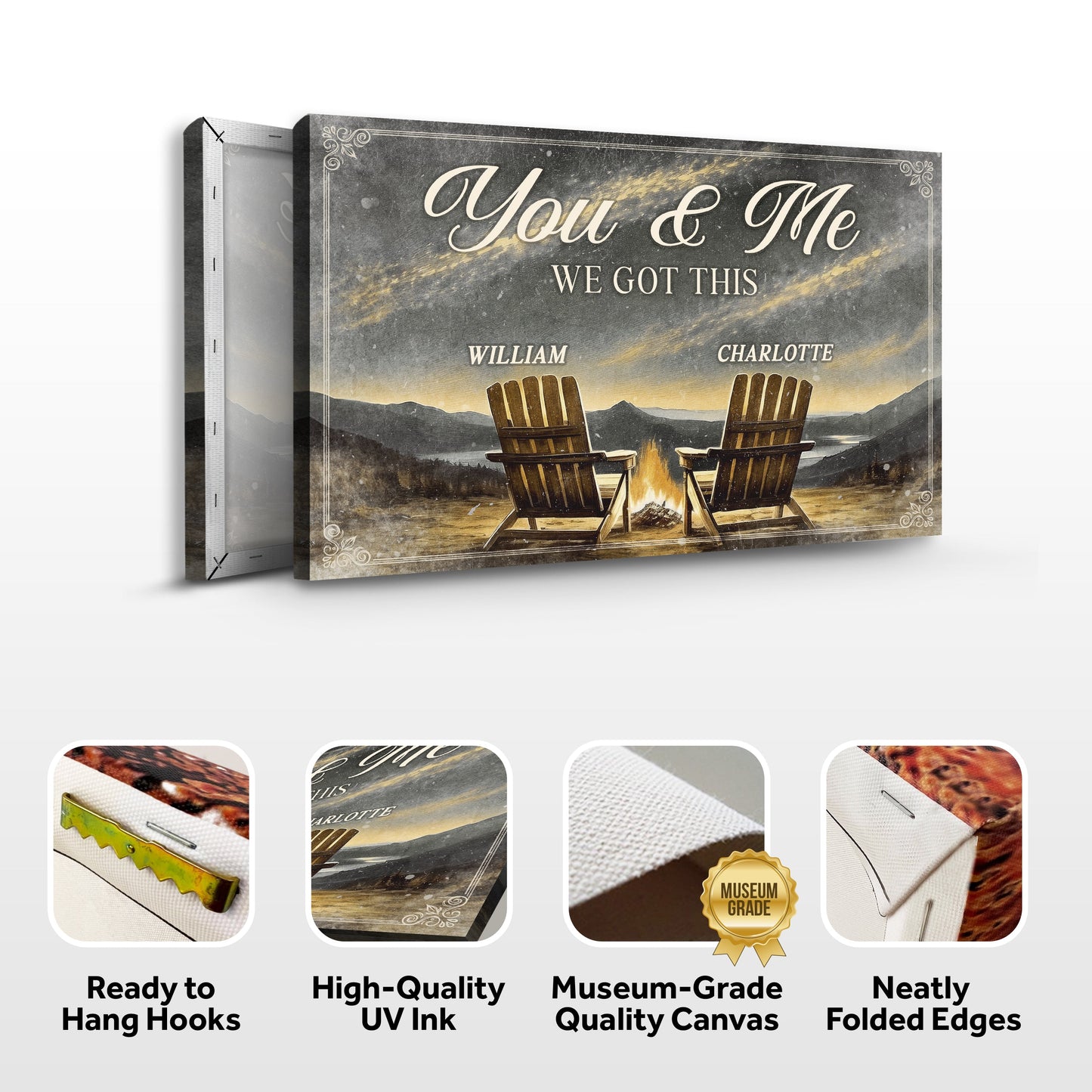 Camping Couple Canvas Wall Art Outdoors Adventure