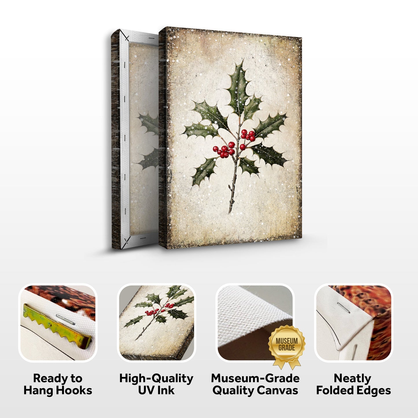 Christmas Holly Wall Art Canvas Print